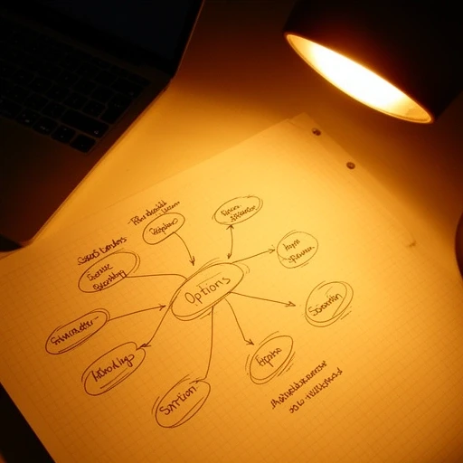 Notebook sketch of an options spread for the options manual cover